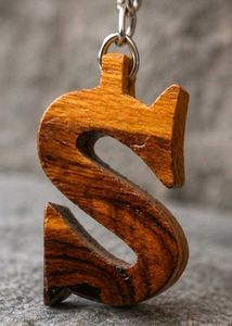 Wooden Alphabet 'S' Keychain