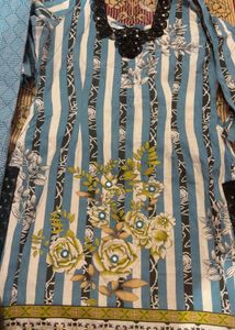 Striped Floral Kurta Set
