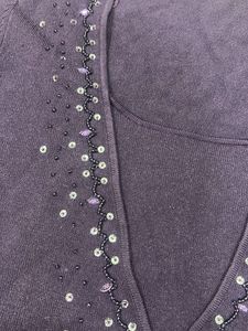 Purple Embellished Wrap Sweater (abroad pur