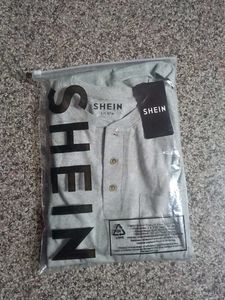 Shein Grey Henley T-Shirt with Pocket