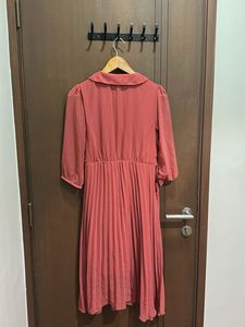 Dusty Rose Pleated Shirt Dress – Size M