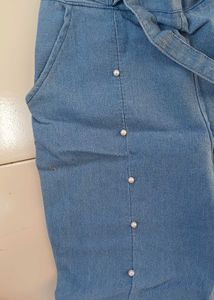 Pearl Embellished Denim Flares