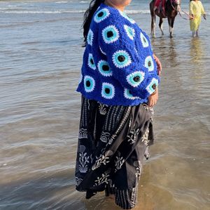 Handmade Boho evilEye Pattern Knit Sweater