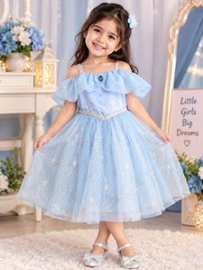 Sparkling Blue Princess Dress for Girls