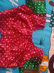 Vibrant Red Bandhani Saree