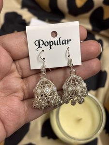 Elegant Silver Jhumka Earrings