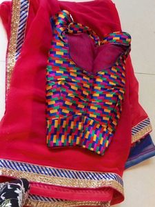 Vibrant Saree with Designer Blouse