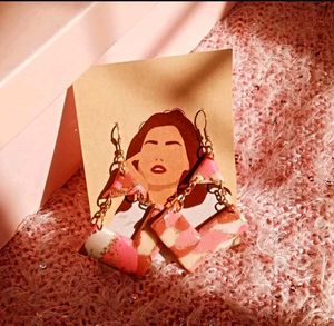 Pink Swirl Statement Earrings