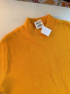 Mustard Ribbed Mock Neck Sweater