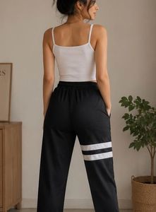 Stylish Black Joggers with Stripe Detail