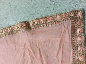 Beautiful Peach Dupatta with Embellished Border