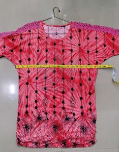 Pink Abstact Tunic Top with Embellishments
