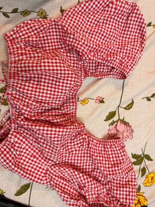 Nefs finds Red Gingham Ruffle Blouse