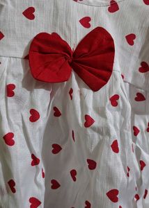 Cute White Dress with Red Hearts