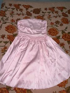 Pink Strapless Bubble Hem Dress