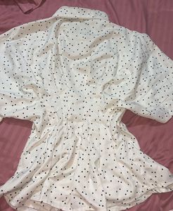 Chic Polka Dot Puff Sleeve Blouse