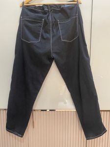 Stylish Dark Wash Drawstring Jeans 36