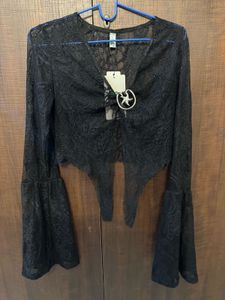Gothic Black Lace Long Sleeve Top