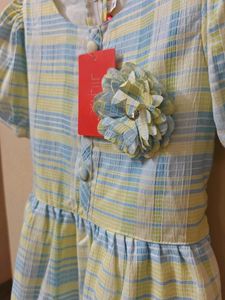 New Cute Blue &amp; Yellow Plaid Dress