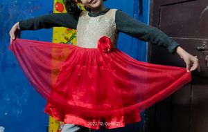 Beautiful Net Sequence Work Frock For Kiddos
