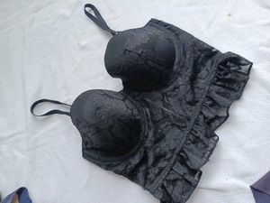 Black Lace Ruffle Bra