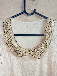 Trendy Partywear Lace Top Layered Sequin Blouson
