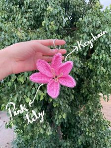 Handmade Pink Lily Keychain