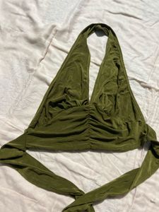 Olive Halter Top