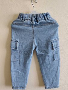 Unisex Stylish Light Wash Cargo Jeans for Kids
