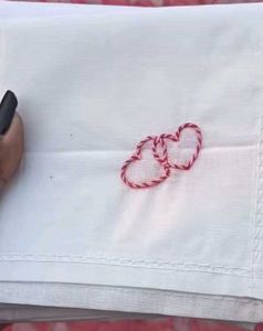 Hand-embroidered Heart hanky