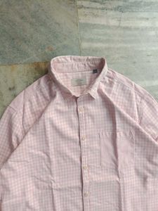 Men's Pink Checkered Casual Shirt