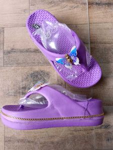 Purple Butterfly Flip Flops