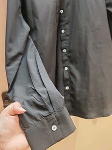 Chic Black cotton silk Button-Up Shirt