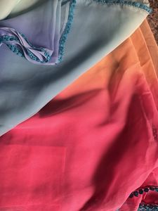 Ombre Silk Saree with Blue Border