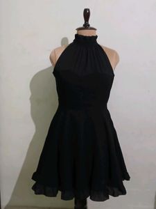 Elegant Black Halter Neck Dress