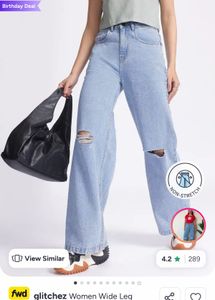 Light Wash Distressed Wide Leg Jeans