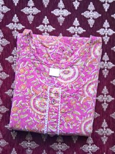 Pink Floral Print Kurta