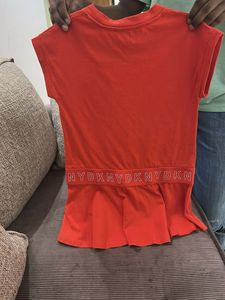 DKNY Orange Ruffle Hem Dress