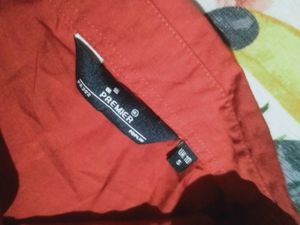 Red Short Sleeve Button-Up Shirt