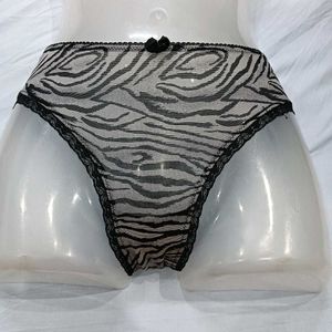 Sheer Zebra 😍Print Briefs with Lace Trim
