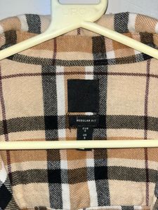 H&amp;M Regular Fit Flannel Shirt in Beige