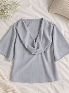 Light blueish grey Wrap Neck Top