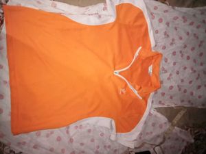 Orange Collared Zip-Up Top