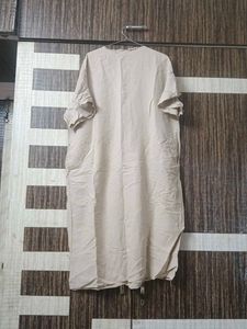 Beige V-Neck Kaftan Kurta