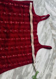 Maroon Sequined Kurta Set
