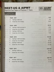 11 Years NEET-UG &amp; AIPMT Test Papers by Allen
