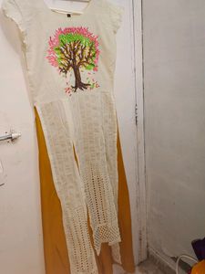 New Mustard And Cream Color Dress