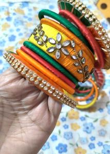 🌈Vibrant Silk Thread Bangle Set