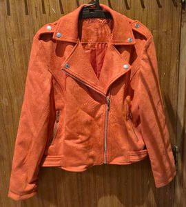 Suede Orange Moto Jacket
