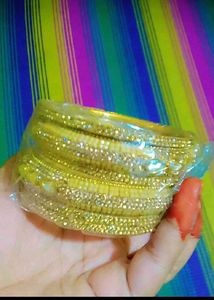 Sparkling Gold Bangles with Embellishments